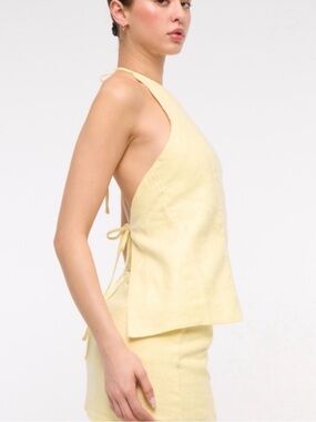 Abercrombie & Fitch Linen Butter Yellow Apron Top